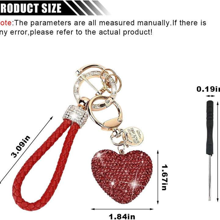  Sparkly Heart Keychain for Women – Red Gift.