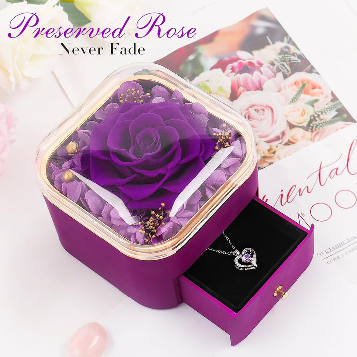 Preserved Rose & Necklace – Valentine’s Gift for Her, Mom, or Wife.