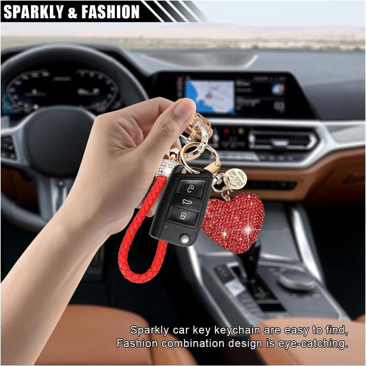  Sparkly Heart Keychain for Women – Red Gift.