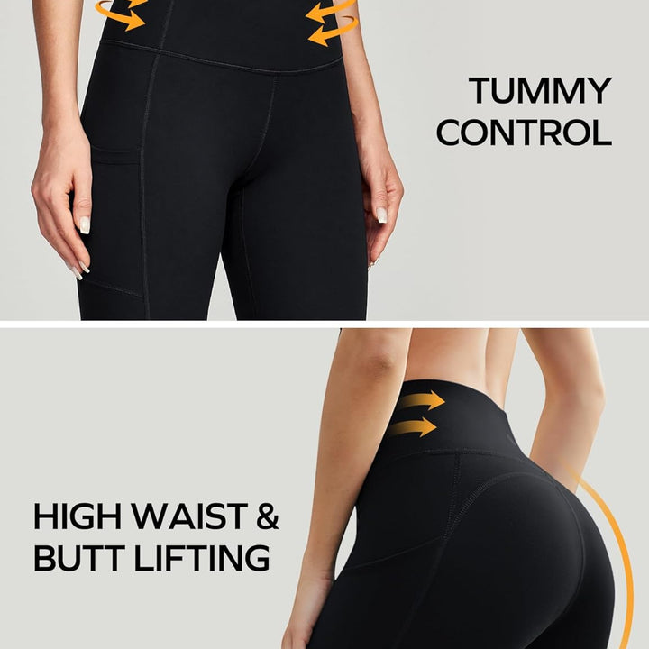 Women's Compression Yoga Pants with Pockets - Tummy Control Workout Leggings