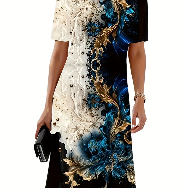 Women's Retro Floral Loose Dress.