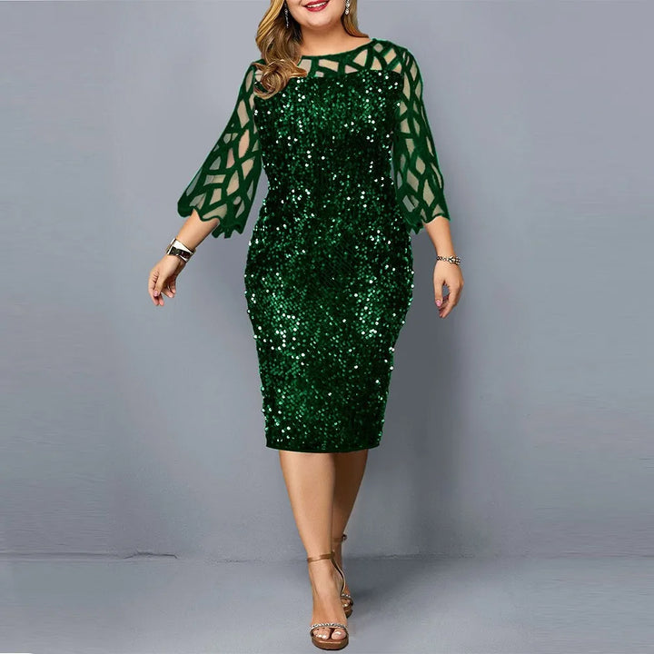 Women's Sequin Party Dress – M-5XL, Short Sleeve, Elegant.