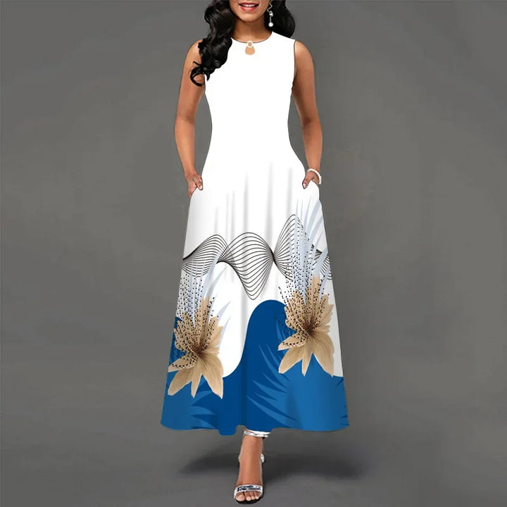 Women's Floral V-Neck Boho Maxi Dress