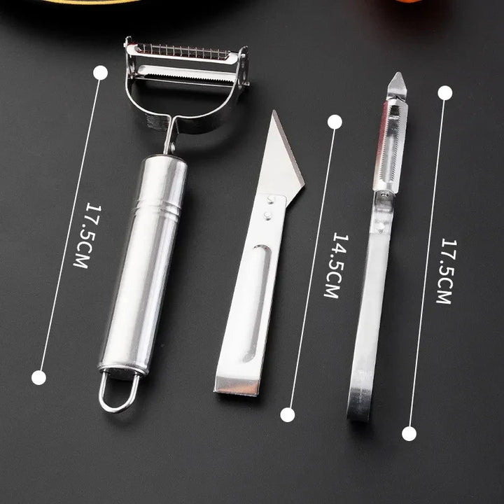 3pcs Stainless Steel Vegetable Peeler Set.