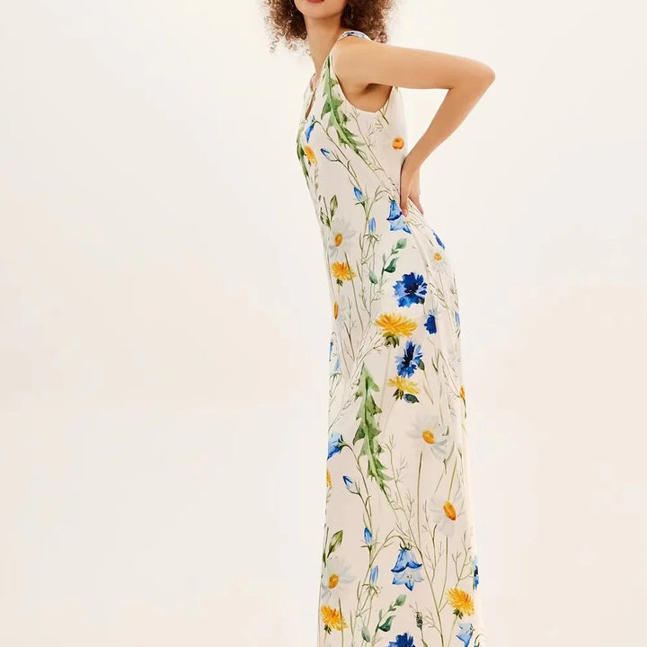 Women's Floral V-Neck Boho Maxi Dress