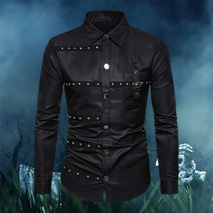 Men's gothic studded long-sleeve shirt.