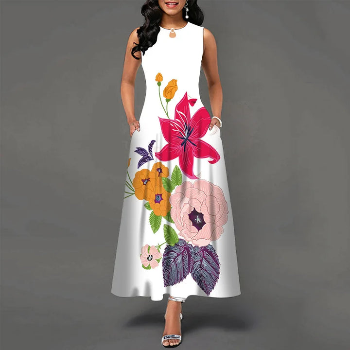 Women's Floral V-Neck Boho Maxi Dress