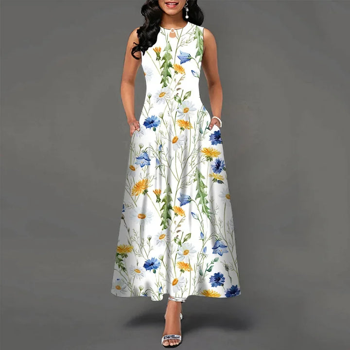 Women's Floral V-Neck Boho Maxi Dress