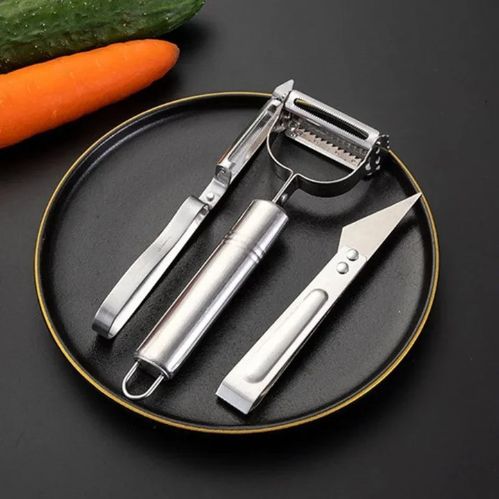 3pcs Stainless Steel Vegetable Peeler Set.