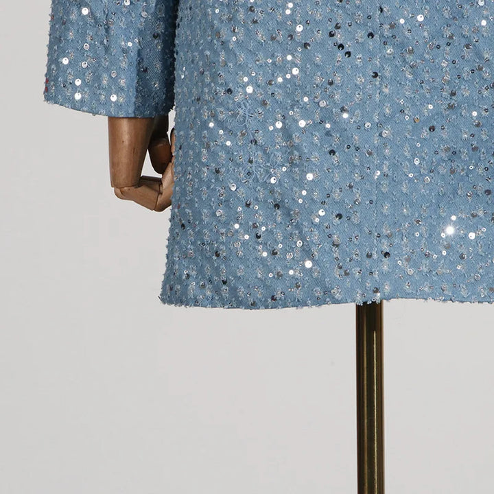 YERMORA Pearl Sequin Long Sleeve Dress.