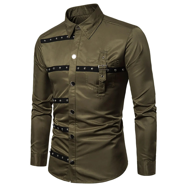 Men's gothic studded long-sleeve shirt.