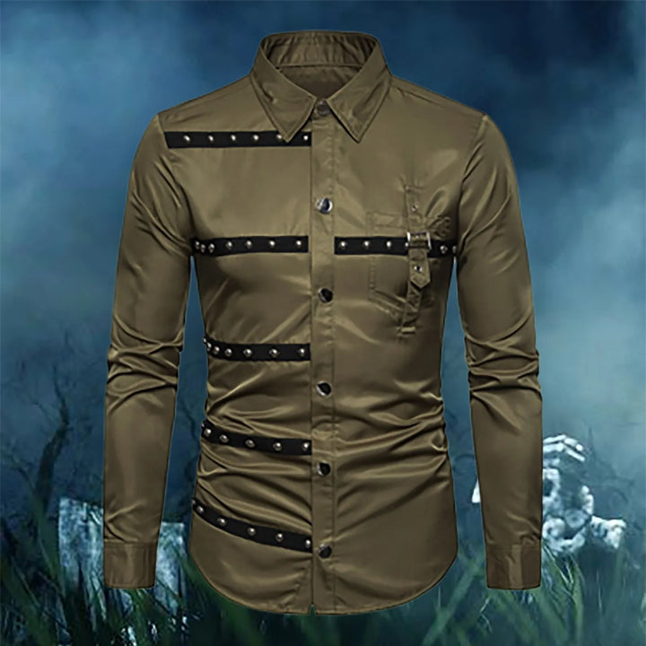 Men's gothic studded long-sleeve shirt.