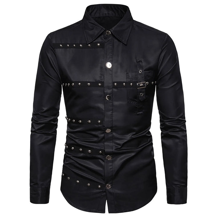 Men's gothic studded long-sleeve shirt.