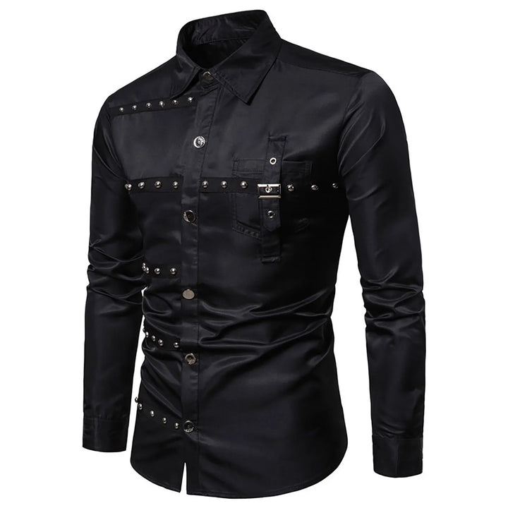 Men's gothic studded long-sleeve shirt.