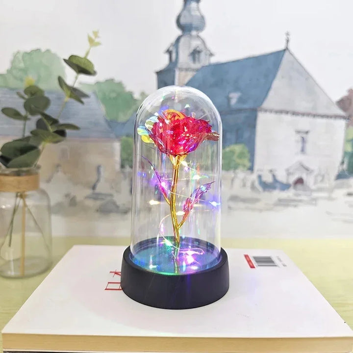 Eternal foil rose with LED light – a romantic gift.