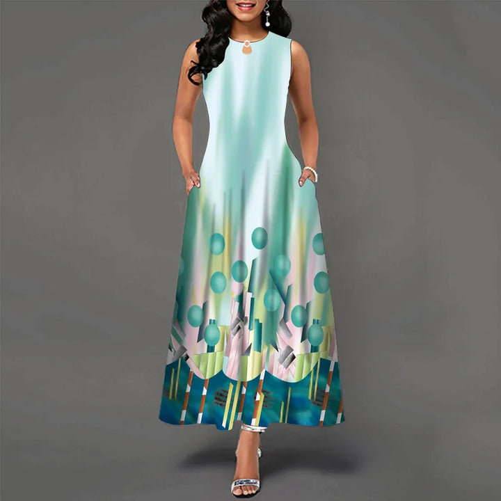 Women's Floral V-Neck Boho Maxi Dress