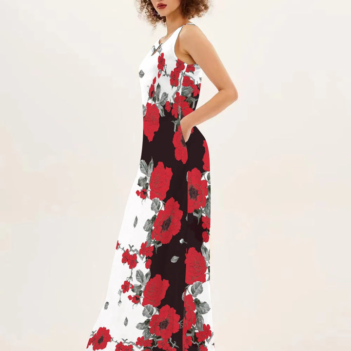 Women's Floral V-Neck Boho Maxi Dress