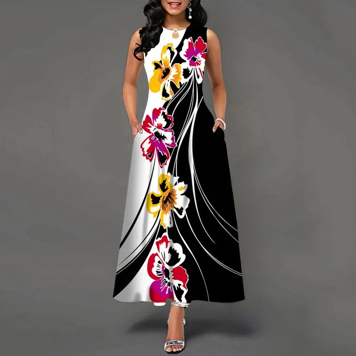 Women's Floral V-Neck Boho Maxi Dress