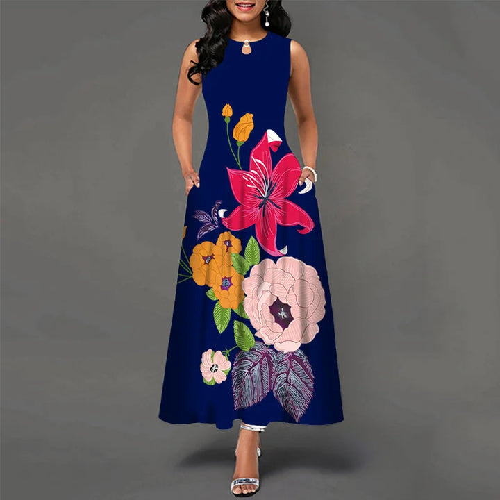 Women's Floral V-Neck Boho Maxi Dress