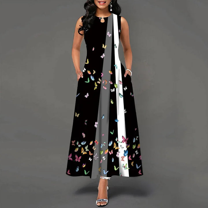 Women's Floral V-Neck Boho Maxi Dress