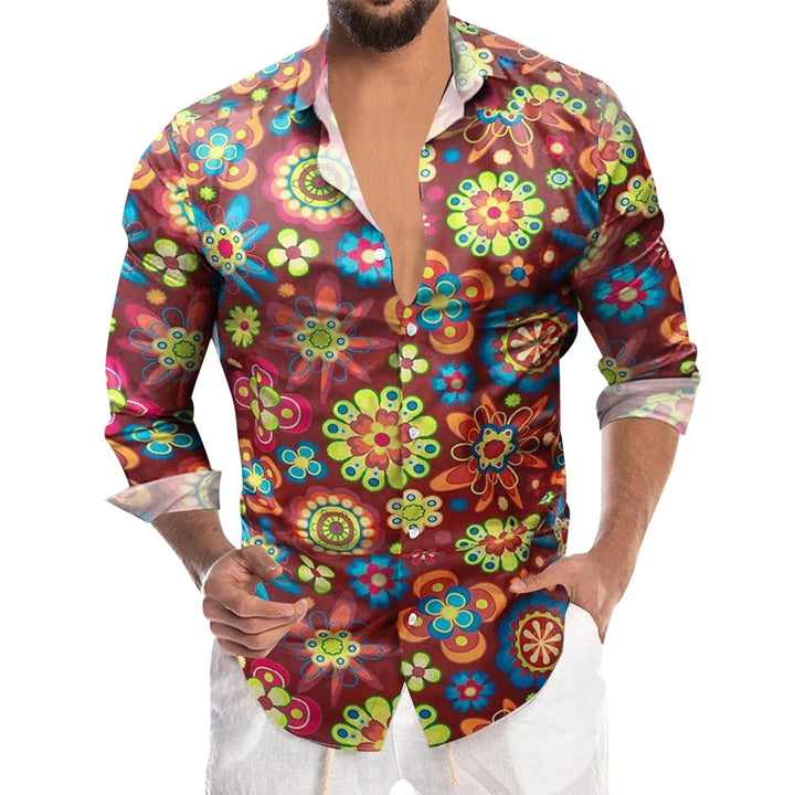 Men's floral long-sleeve shirt.