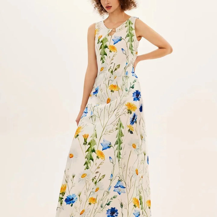 Women's Floral V-Neck Boho Maxi Dress