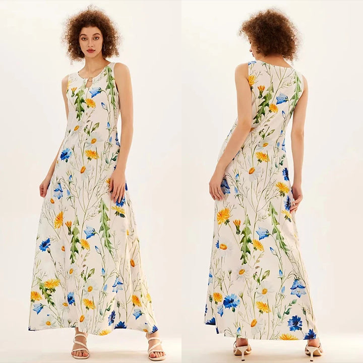 Women's Floral V-Neck Boho Maxi Dress