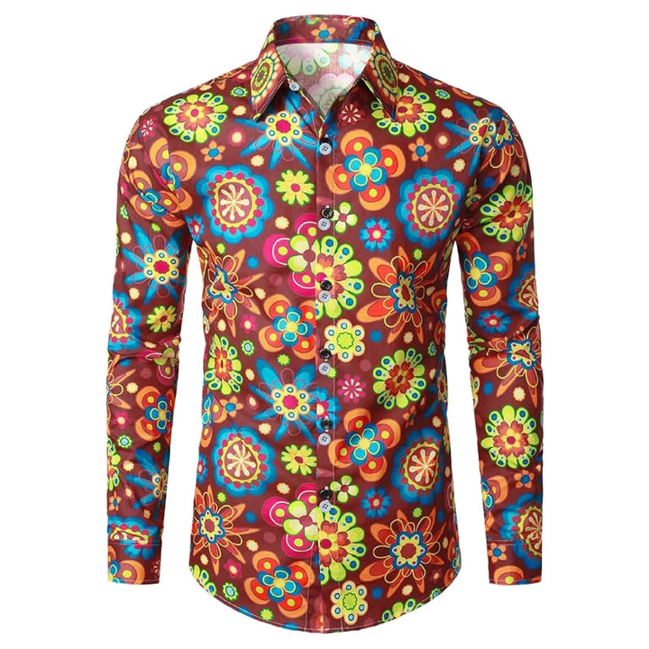 Men's floral long-sleeve shirt.