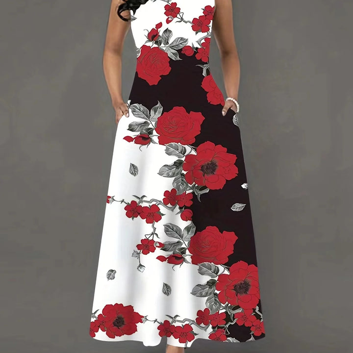 Women's Floral V-Neck Boho Maxi Dress