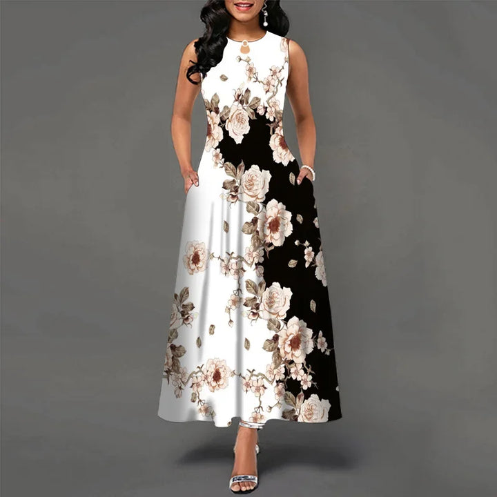 Women's Floral V-Neck Boho Maxi Dress