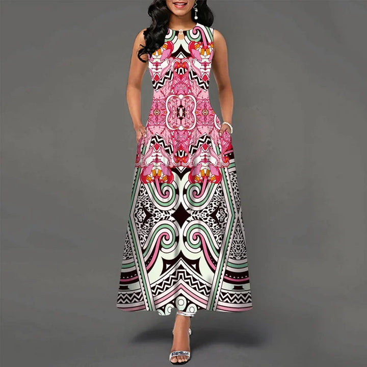 Women's Floral V-Neck Boho Maxi Dress