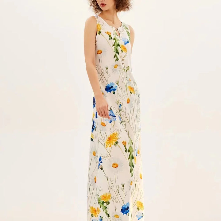 Women's Floral V-Neck Boho Maxi Dress