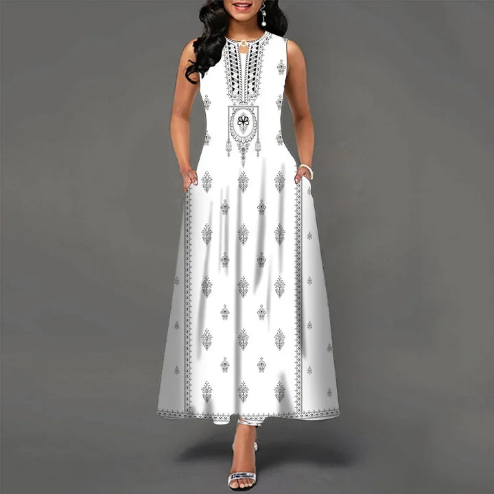 Women's Floral V-Neck Boho Maxi Dress