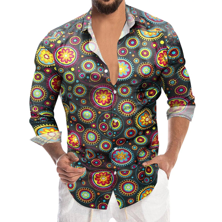 Men's floral long-sleeve shirt.