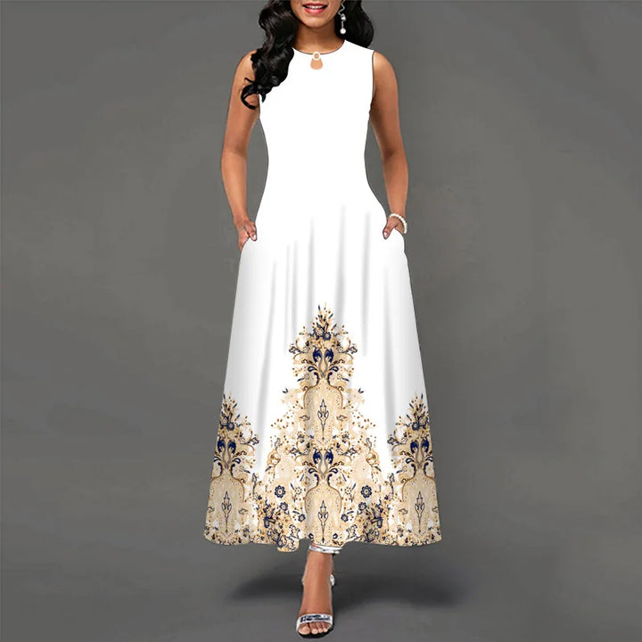 Women's Floral V-Neck Boho Maxi Dress