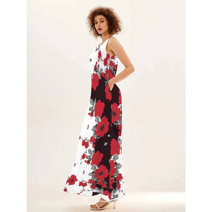 Women's Floral V-Neck Boho Maxi Dress