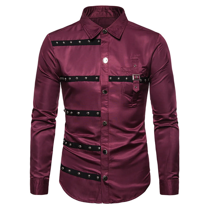 Men's gothic studded long-sleeve shirt.