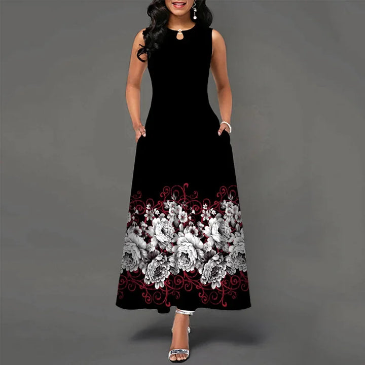 Women's Floral V-Neck Boho Maxi Dress