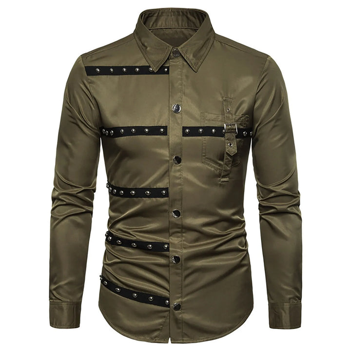 Men's gothic studded long-sleeve shirt.