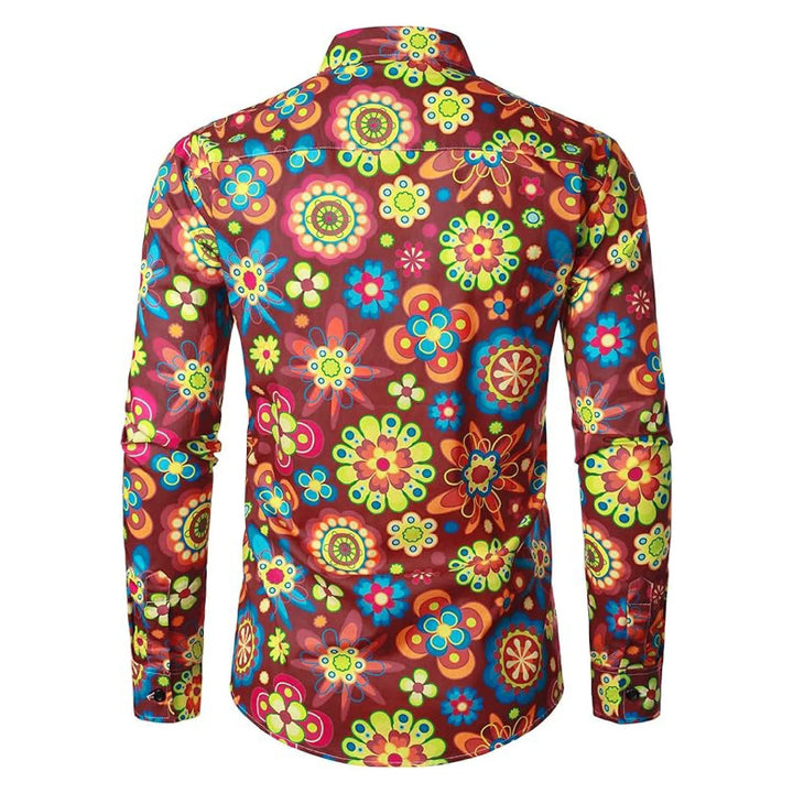 Men's floral long-sleeve shirt.