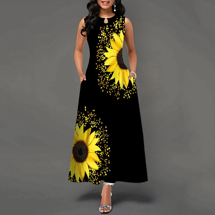 Women's Floral V-Neck Boho Maxi Dress