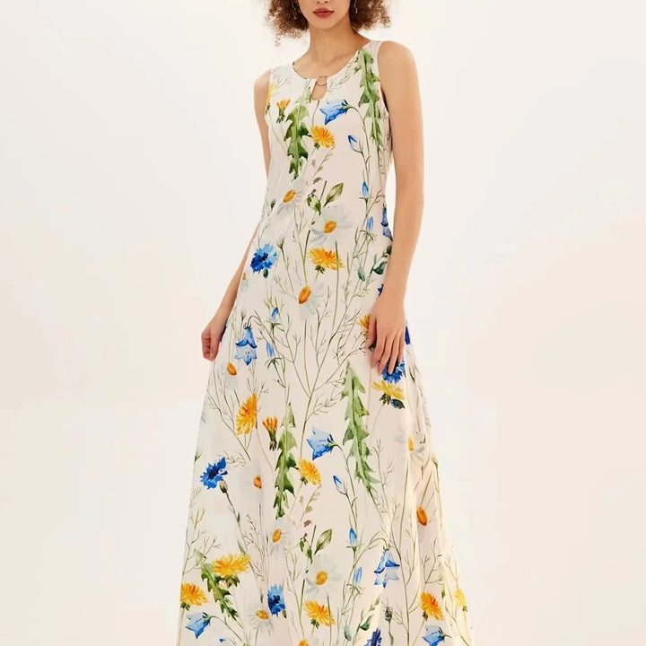 Women's Floral V-Neck Boho Maxi Dress