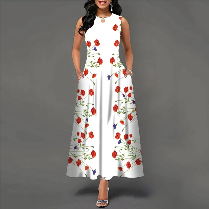 Women's Floral V-Neck Boho Maxi Dress