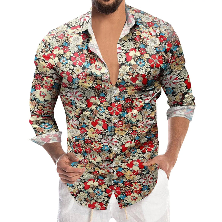 Men's floral long-sleeve shirt.