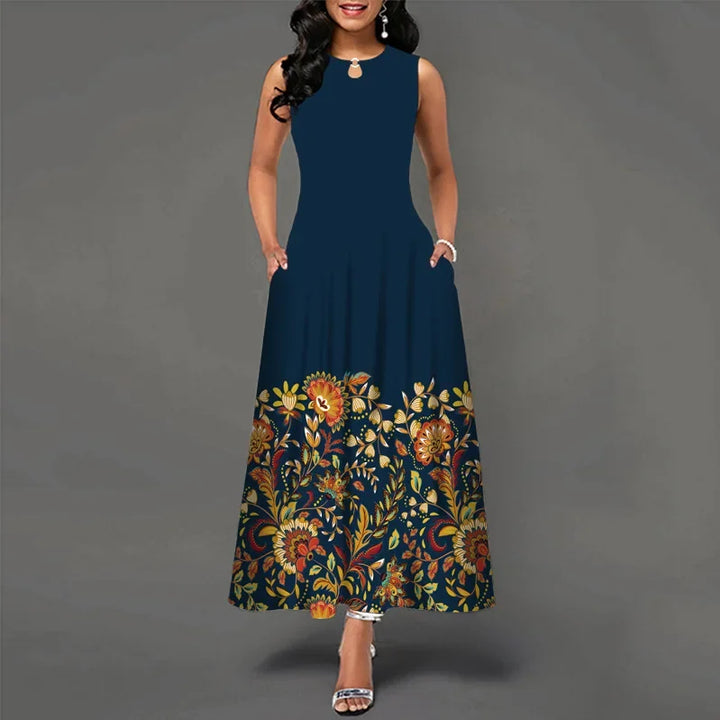 Women's Floral V-Neck Boho Maxi Dress