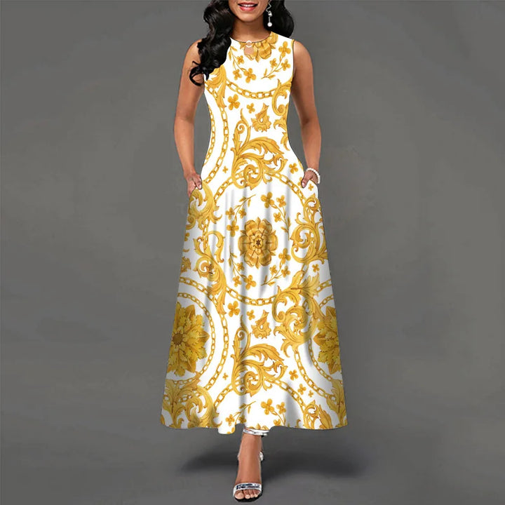 Women's Floral V-Neck Boho Maxi Dress