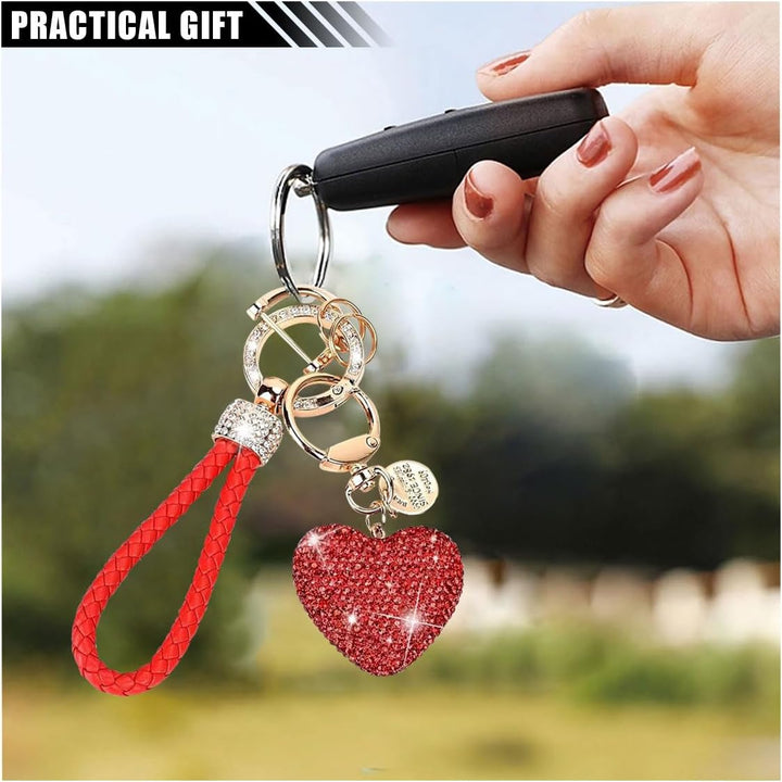  Sparkly Heart Keychain for Women – Red Gift.