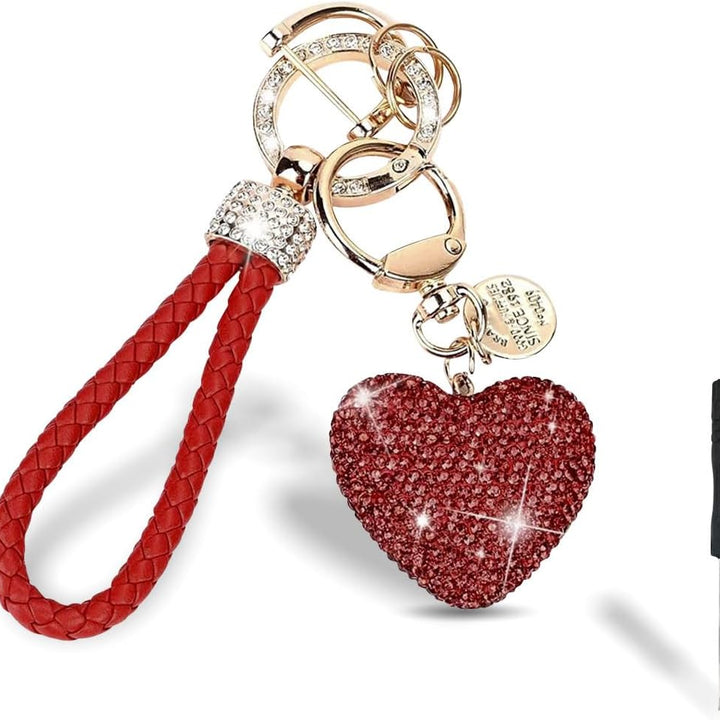  Sparkly Heart Keychain for Women – Red Gift.